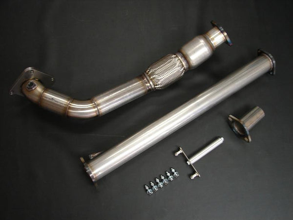 Golf R 3 inch Downpipe - Shown with optional High Flow Cat